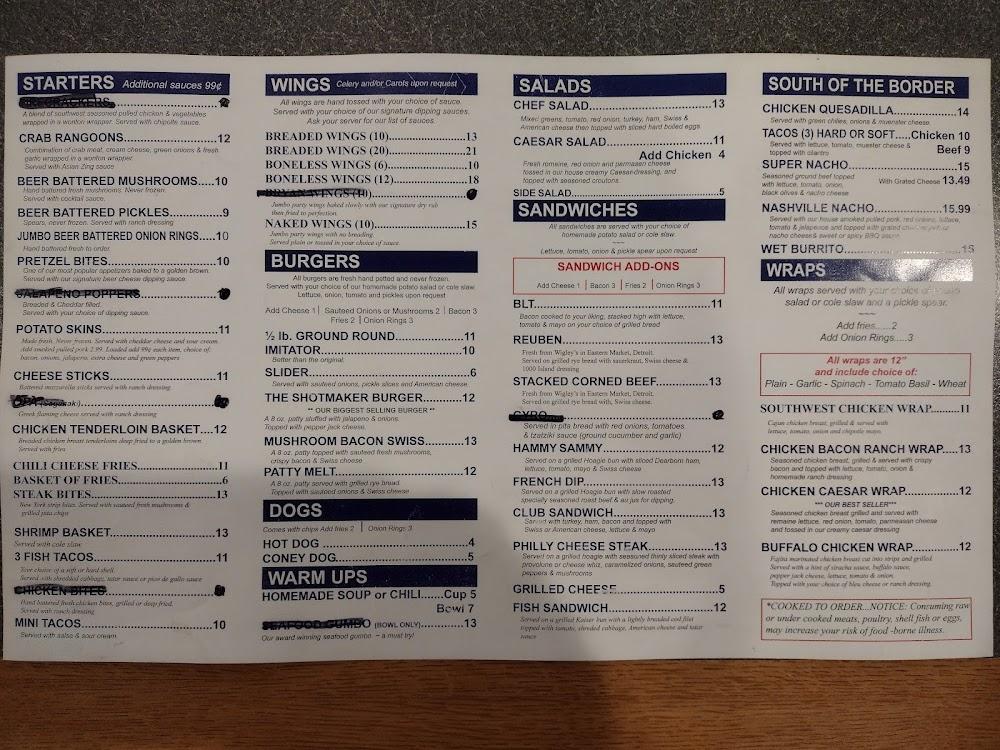 Shotmakers Sport Bar-Harrisville Menu image 1